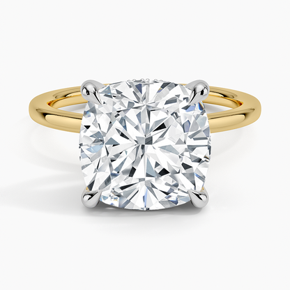 5.10 Karat Cushion Kesim Hidden Halo Tasarım Tektaş Laboratuvar Pırlanta Yüzük 18K  - Elora - Bold Diamonds
