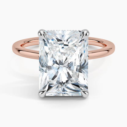 5.10 Karat Radiant Kesim Hidden Halo Tasarım Tektaş Laboratuvar Pırlanta Yüzük 18K  - Elora - Bold Diamonds