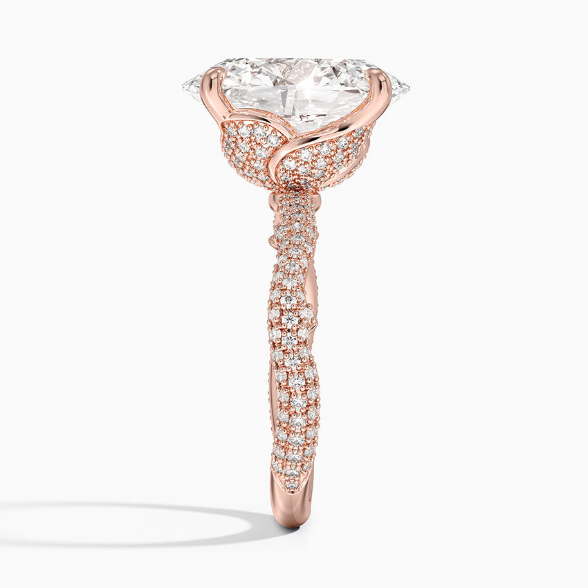 5.75 Karat Oval Kesim Hidden Halo Tasarım Tektaş Laboratuvar Pırlanta Yüzük - Sorrento