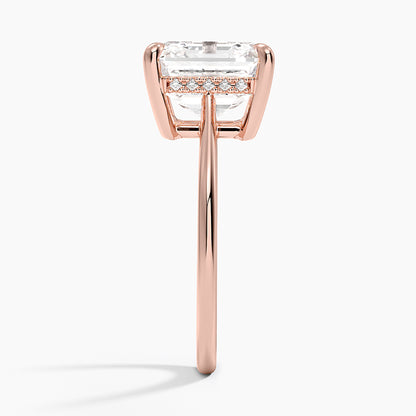 5.10 Asscher Kesim Hidden Halo Tasarım Tektaş Laboratuvar Pırlanta Yüzük - Tilora