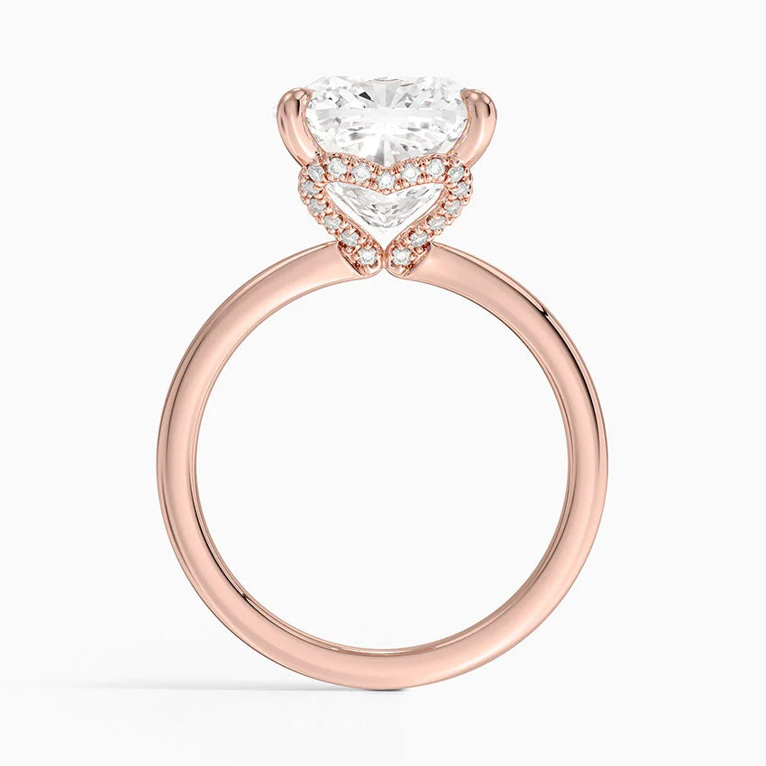 5.15 Karat  Cushion Kesim Hidden Halo Tasarım Tektaş Laboratuvar Pırlanta Yüzük - Lyon