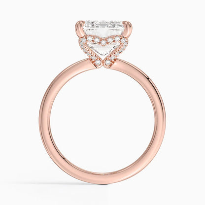5.15 Emerald Kesim Hidden Halo Tasarım Tektaş Laboratuvar Pırlanta Yüzük 18K - Vilora