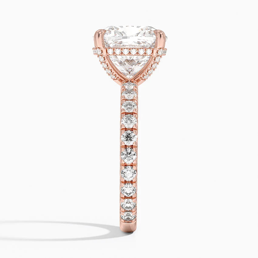 5.75 Karat Cushion Kesim Hidden Halo Tasarım Tektaş Laboratuvar Pırlanta Yüzük 18K  - Selora - Bold Diamonds
