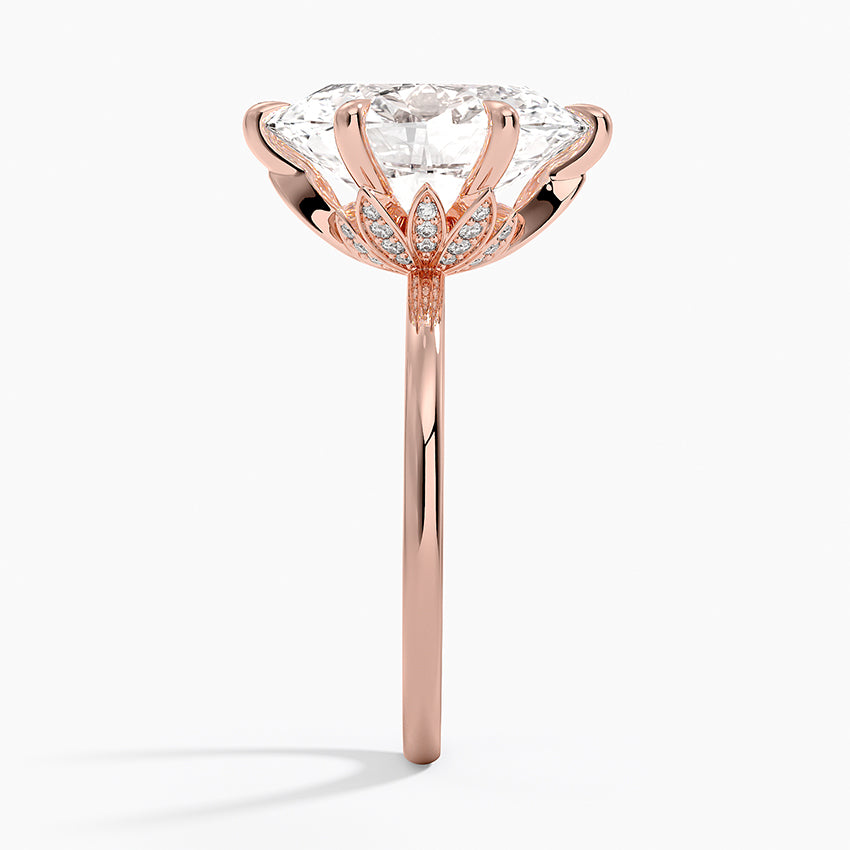 Altı Tırnak 5.15 Karat Oval Kesim Hidden Halo Tasarım Tektaş Laboratuvar Pırlanta Yüzük - Delora - Bold Diamonds