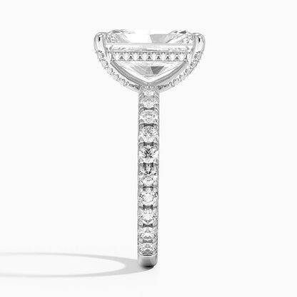 5.75 Karat Radiant Kesim Hidden Halo Tasarım Tektaş Laboratuvar Pırlanta Yüzük 18K  - Selora