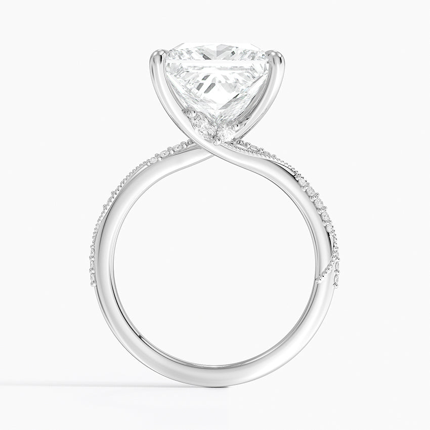 5.25 Karat Prenses Kesim Hidden Halo Tasarım Tektaş Laboratuvar Pırlanta Yüzük 18K  - Melora