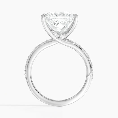 5.25 Karat Prenses Kesim Hidden Halo Tasarım Tektaş Laboratuvar Pırlanta Yüzük 18K  - Melora