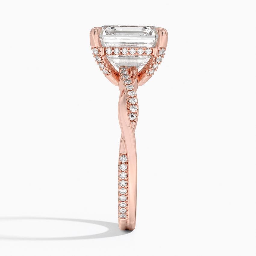 5.25 Karat Asscher Kesim Hidden Halo Tasarım Tektaş Laboratuvar Pırlanta Yüzük  - Riga
