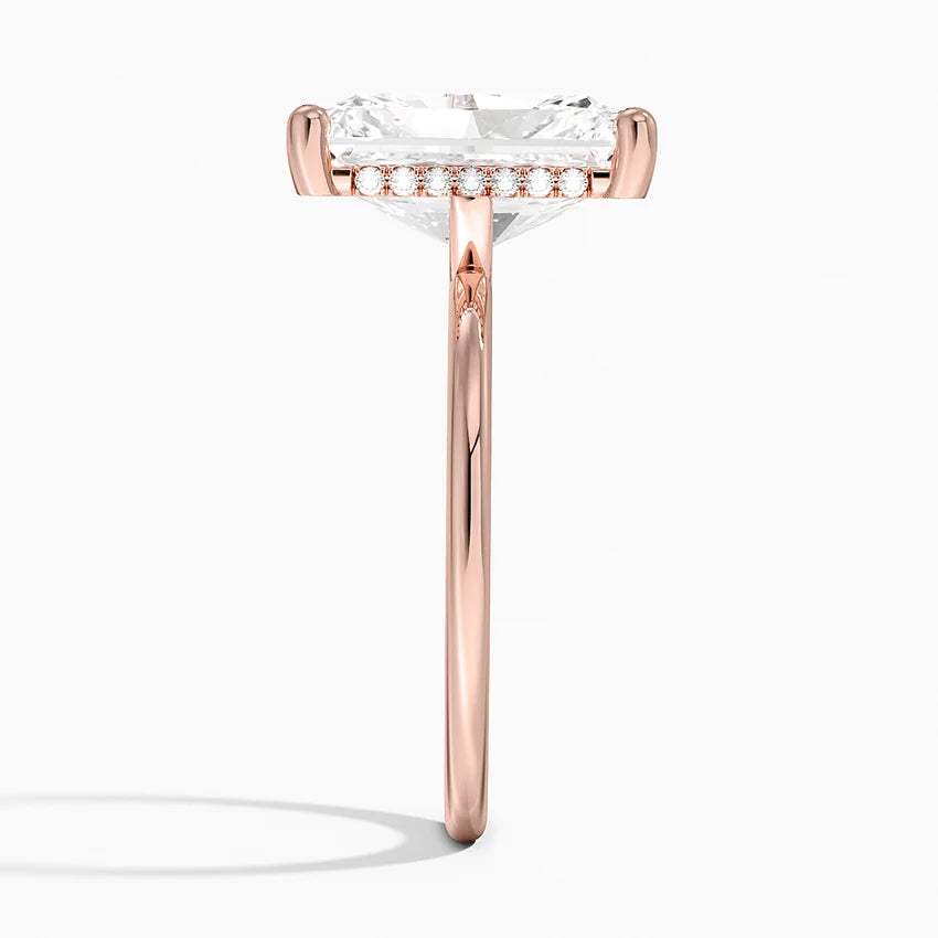 5.10 Karat Radiant Kesim Hidden Halo Tasarım Tektaş Laboratuvar Pırlanta Yüzük -Lucerne