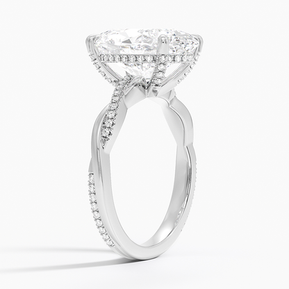 5.25 Karat Oval Kesim Hidden Halo Tasarım Tektaş Laboratuvar Pırlanta Yüzük 18K  - Talora