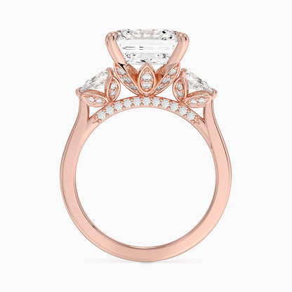 5.75 Karat Asscher Kesim Hidden Halo Tasarım Tektaş Laboratuvar Pırlanta Yüzük 18K - Calora