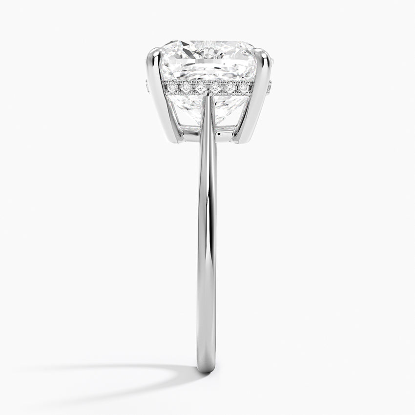 5.10 Cushion Kesim Hidden Halo Tasarım Tektaş Laboratuvar Pırlanta Yüzük - Tilora