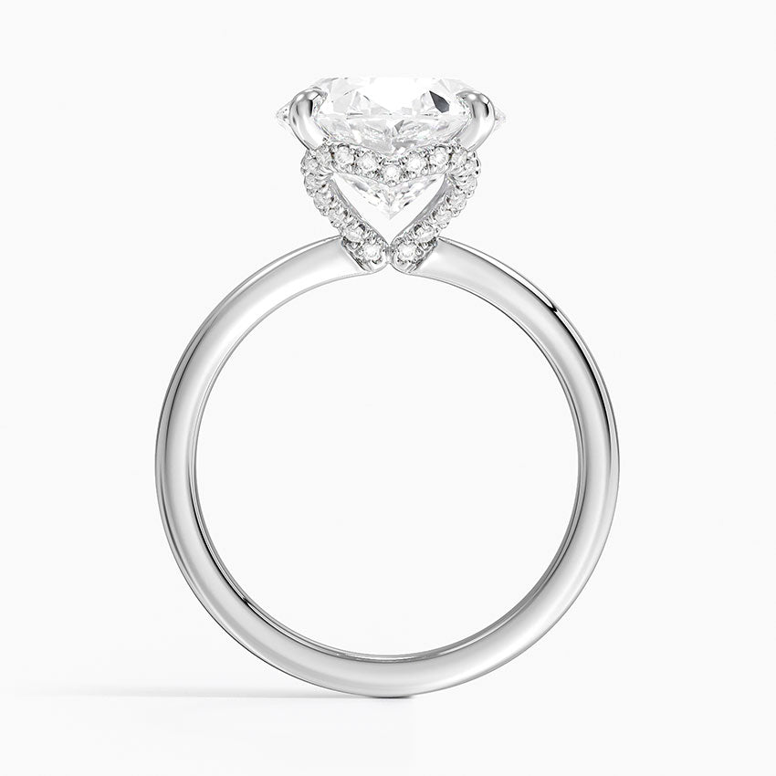 5.15 Oval Kesim Hidden Halo Tasarım Tektaş Laboratuvar Pırlanta Yüzük 18K - Vilora