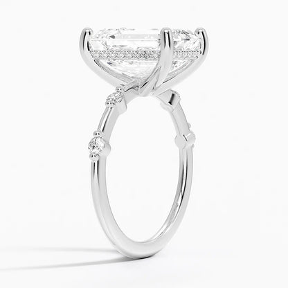 5.20 Emerald Kesim Hidden Halo Tasarım Tektaş Laboratuvar Pırlanta Yüzük - Zelora