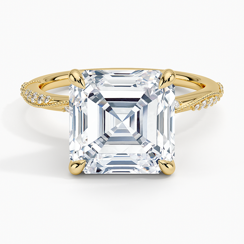 5.25 Karat Asscher Kesim Hidden Halo Tasarım Tektaş Laboratuvar Pırlanta Yüzük 18K  - Melora