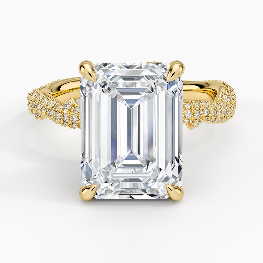 5.75 Emerald Kesim Hidden Halo Tasarım Tektaş Laboratuvar Pırlanta Yüzük - Filara