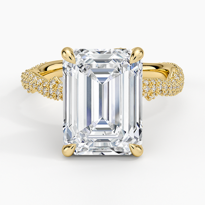 5.75 Emerald Kesim Hidden Halo Tasarım Tektaş Laboratuvar Pırlanta Yüzük - Filara