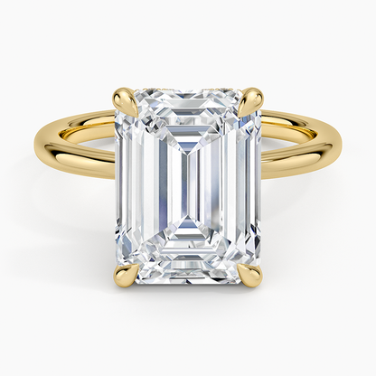 5.15 Emerald Kesim Hidden Halo Tasarım Tektaş Laboratuvar Pırlanta Yüzük 18K - Vilora