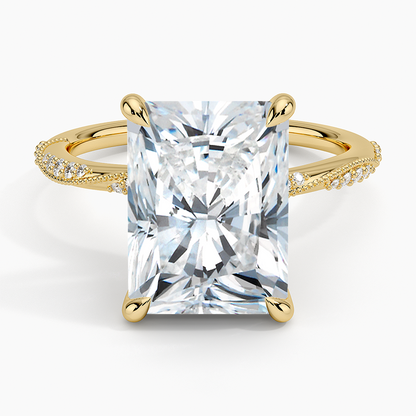 5.25 Karat Radiant Kesim Hidden Halo Tasarım Tektaş Laboratuvar Pırlanta Yüzük 18K  - Melora