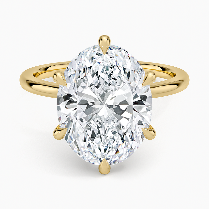 Altı Tırnak 5.15 Karat Oval Kesim Hidden Halo Tasarım Tektaş Laboratuvar Pırlanta Yüzük - Delora - Bold Diamonds