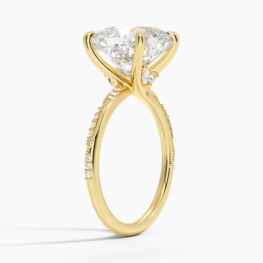5.25 Karat Cushion Kesim Hidden Halo Tasarım Tektaş Laboratuvar Pırlanta Yüzük 18K  - Melora - Bold Diamonds