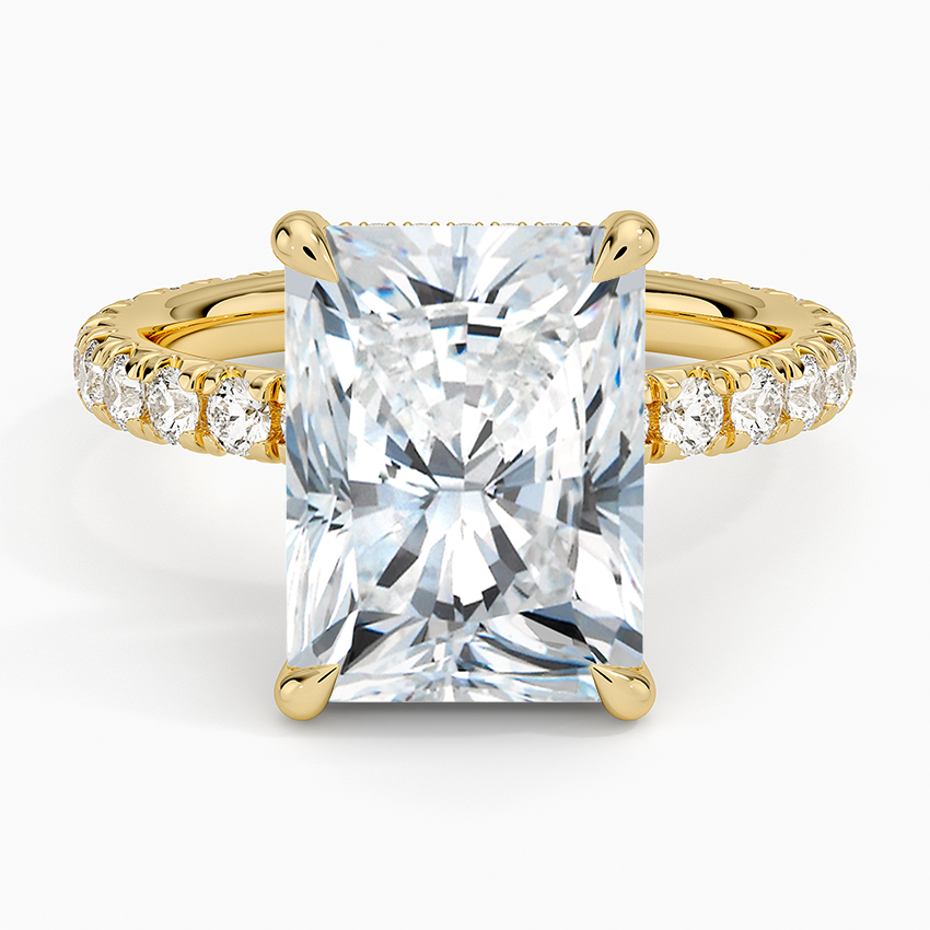 5.75 Karat Radiant Kesim Hidden Halo Tasarım Tektaş Laboratuvar Pırlanta Yüzük 18K  - Selora