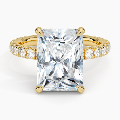 5.75 Karat Radiant Kesim Hidden Halo Tasarım Tektaş Laboratuvar Pırlanta Yüzük 18K  - Selora