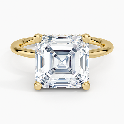 5.10 Asscher Kesim Hidden Halo Tasarım Tektaş Laboratuvar Pırlanta Yüzük - Melara