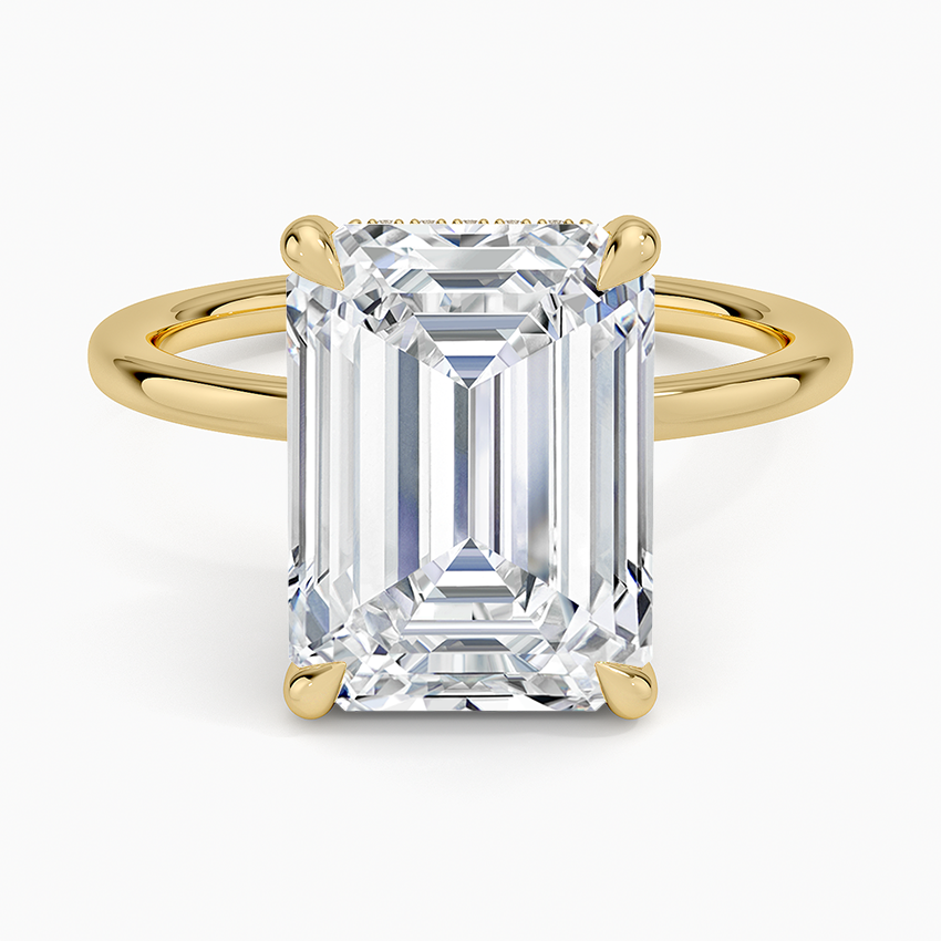 5.15 Karat Emerald Kesim Hidden Halo Tasarım Tektaş Laboratuvar Pırlanta Yüzük - Gilora - Bold Diamonds