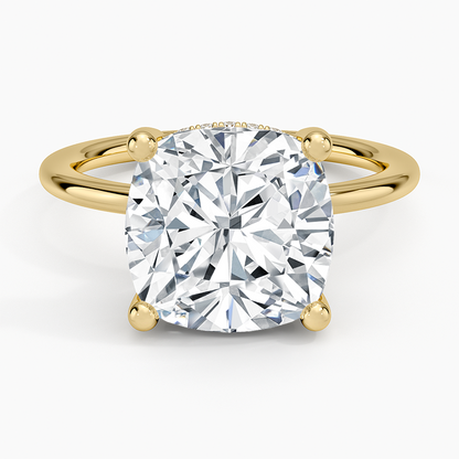 5.10 Cushion Kesim Hidden Halo Tasarım Tektaş Laboratuvar Pırlanta Yüzük - Melara