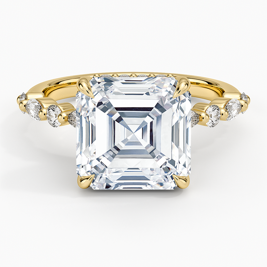 5.50 Karat Asscher Kesim Hidden Halo Tasarım Tektaş Laboratuvar Pırlanta Yüzük - Verona