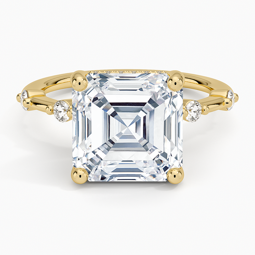 5.20 Karat Asscher Kesim Hidden Halo Tasarım Tektaş Laboratuvar Pırlanta Yüzük - Nice