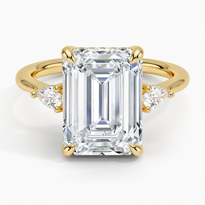 5.50 Karat Emerald Kesim Hidden Halo Tasarım Tektaş Laboratuvar Pırlanta Yüzük - Madrid