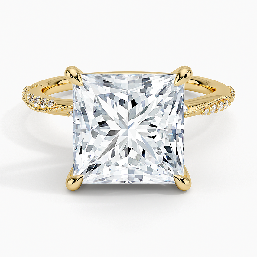 5.25 Karat Prenses Kesim Hidden Halo Tasarım Tektaş Laboratuvar Pırlanta Yüzük 18K  - Melora - Bold Diamonds