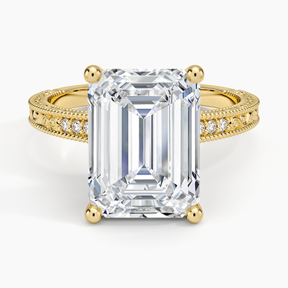 5.15 Emerald Kesim Hidden Halo Tasarım Tektaş Laboratuvar Pırlanta Yüzük 18K - Silora