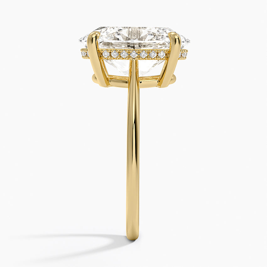 5.10 Karat Oval Kesim Hidden Halo Tasarım Tektaş Laboratuvar Pırlanta Yüzük - Monaco
