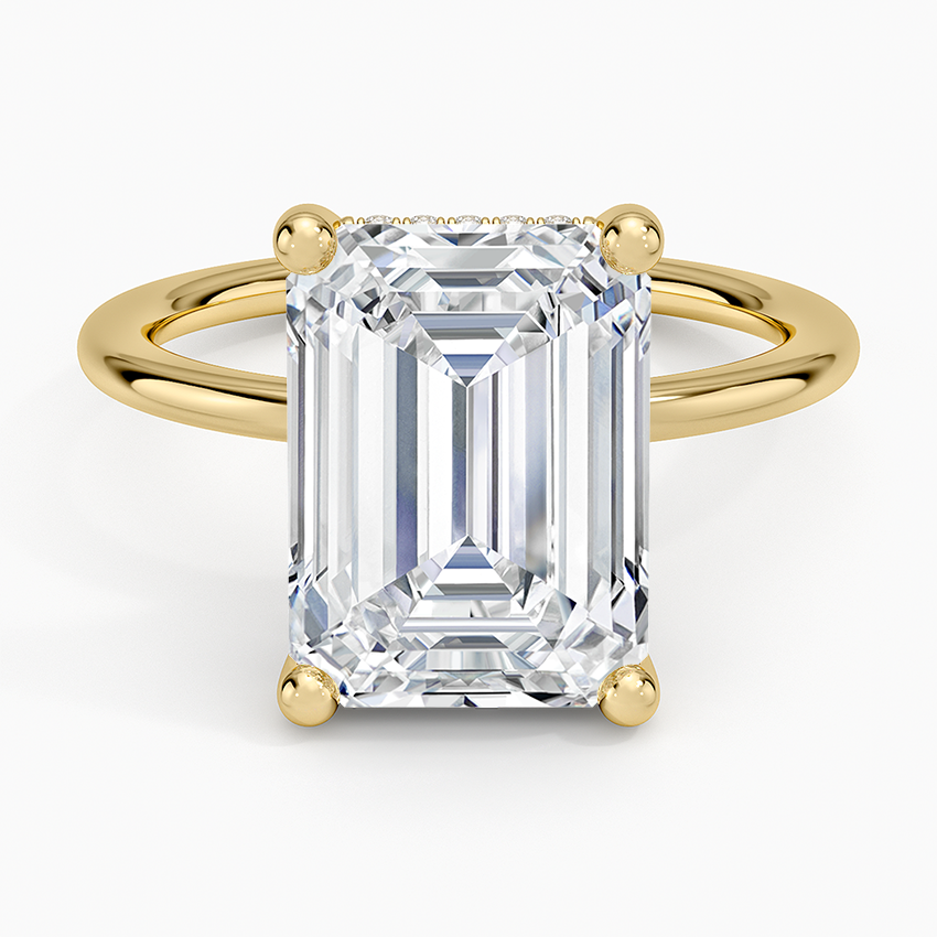 5.10 Karat Emerald Kesim Hidden Halo Tasarım Tektaş Laboratuvar Pırlanta Yüzük - Lucerne