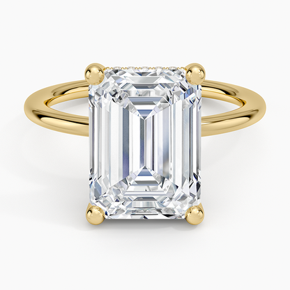 5.10 Emerald Kesim Hidden Halo Tasarım Tektaş Laboratuvar Pırlanta Yüzük - Melara