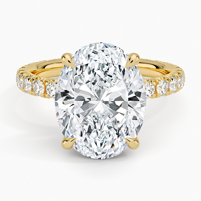 5.75 Karat Oval Kesim Hidden Halo Tasarım Tektaş Laboratuvar Pırlanta Yüzük 18K  - Selora