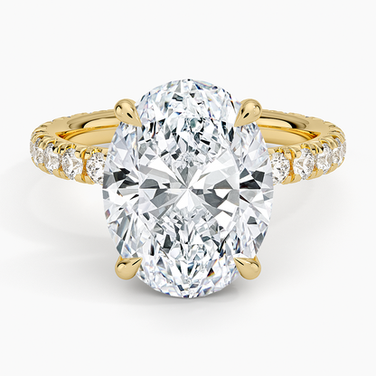 5.75 Karat Oval Kesim Hidden Halo Tasarım Tektaş Laboratuvar Pırlanta Yüzük 18K  - Selora