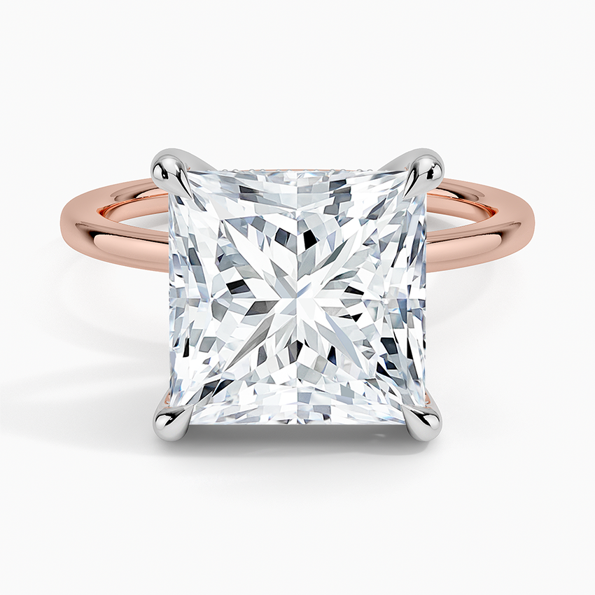 5.10 Karat Prenses Kesim Hidden Halo Tasarım Tektaş Laboratuvar Pırlanta Yüzük 18K  - Elora - Bold Diamonds