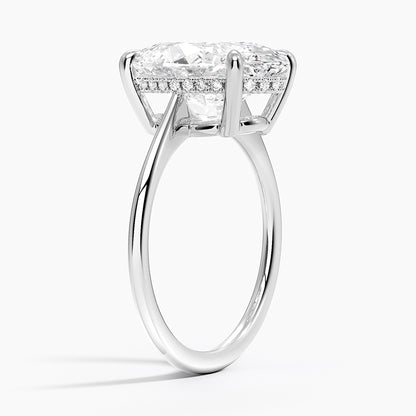 5.10 Oval Kesim Hidden Halo Tasarım Tektaş Laboratuvar Pırlanta Yüzük 18K - Tilora