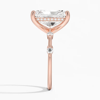 5.20 Radiant Kesim Hidden Halo Tasarım Tektaş Laboratuvar Pırlanta Yüzük - Zelora