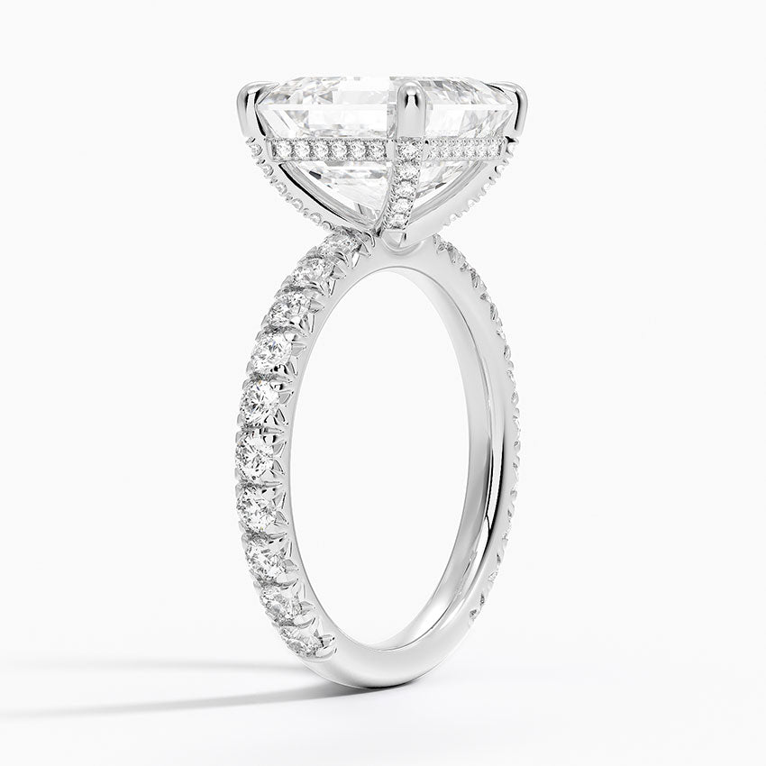 5.75 Karat Asscher Kesim Hidden Halo Tasarım Tektaş Laboratuvar Pırlanta Yüzük 18K  - Selora - Bold Diamonds