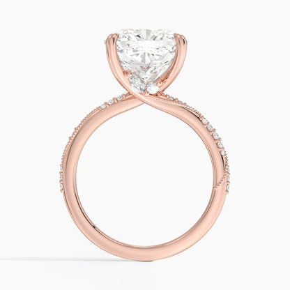 5.25 Karat Cushion Kesim Hidden Halo Tasarım Tektaş Laboratuvar Pırlanta Yüzük 18K  - Melora