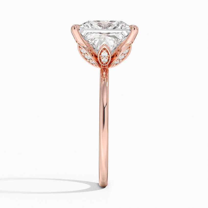 5.15 Karat Prenses Kesim Hidden Halo Tasarım Tektaş Laboratuvar Pırlanta Yüzük - Delora - Bold Diamonds