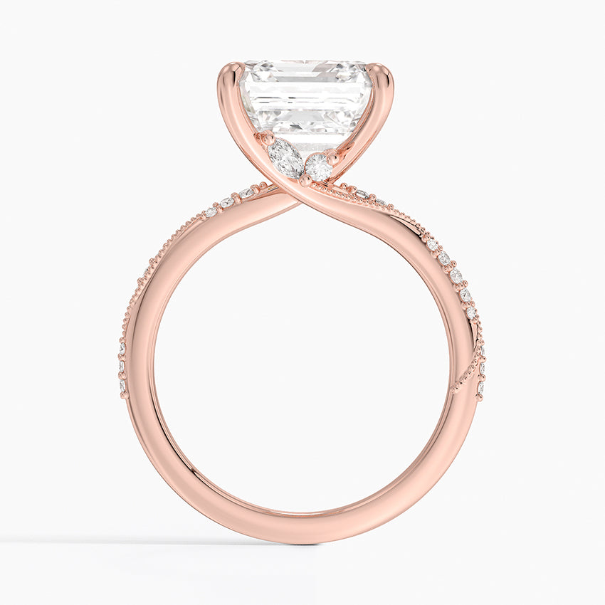 5.25 Karat Asscher Kesim Hidden Halo Tasarım Tektaş Laboratuvar Pırlanta Yüzük 18K  - Melora - Bold Diamonds