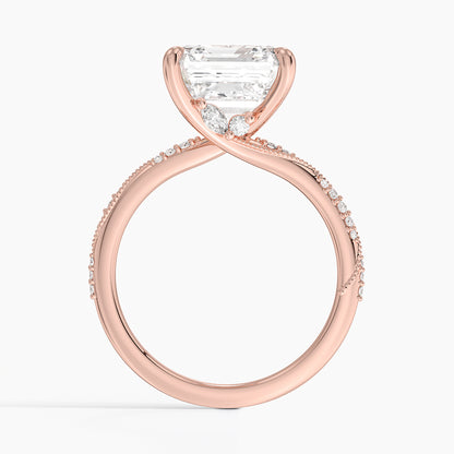 5.25 Karat Asscher Kesim Hidden Halo Tasarım Tektaş Laboratuvar Pırlanta Yüzük 18K  - Melora