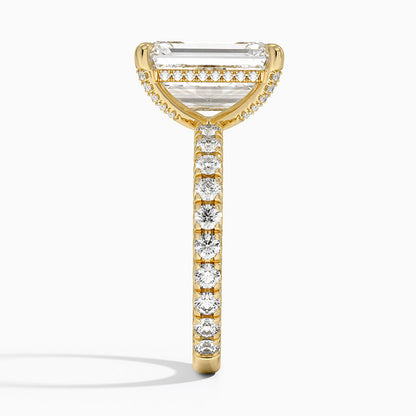 5.75 Karat Emerald Kesim Hidden Halo Tasarım Tektaş Laboratuvar Pırlanta Yüzük 18K  - Selora
