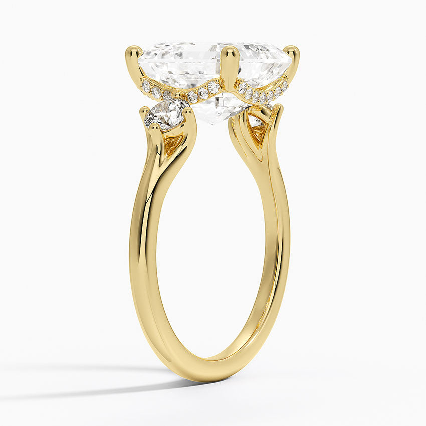 5.50 Asscher Kesim Hidden Halo Tasarım Tektaş Laboratuvar Pırlanta Yüzük 18K - Milora